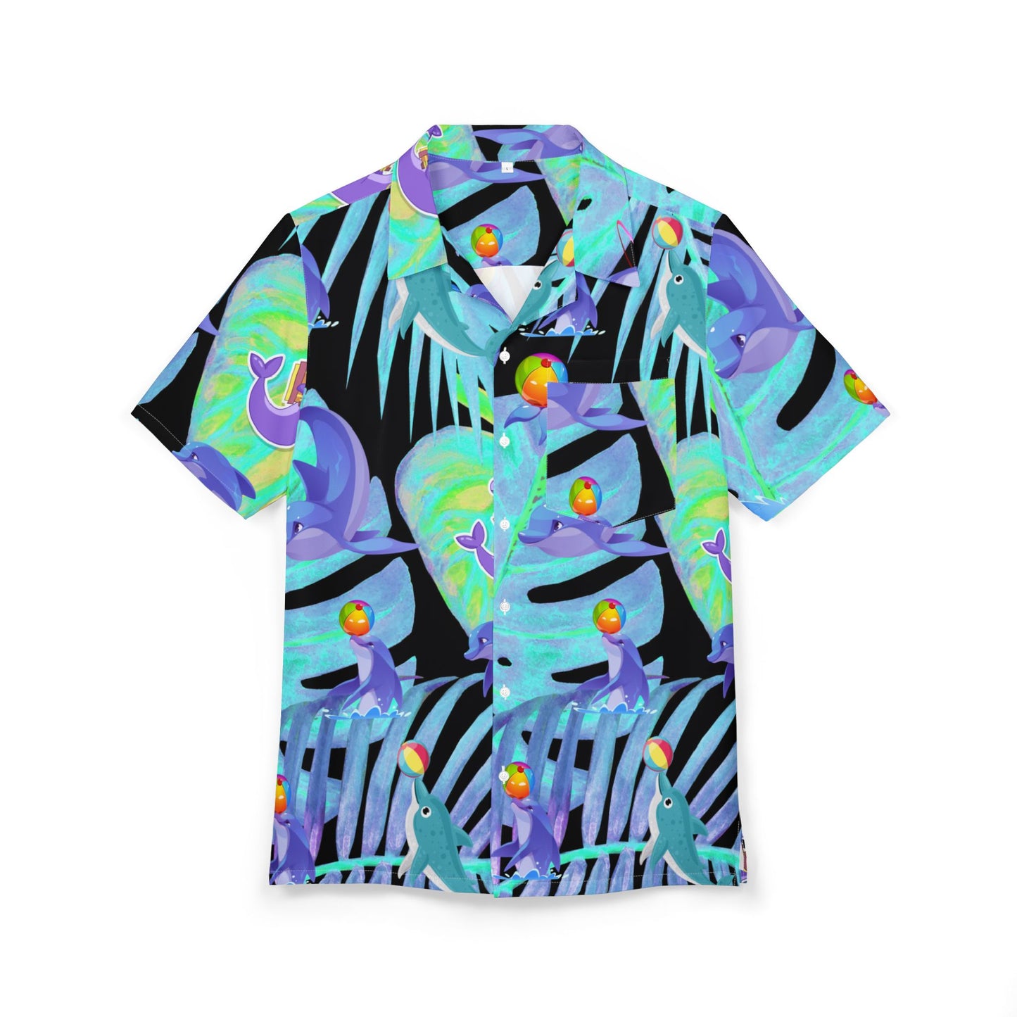 Hawaiian Shirt, Whimsical Dolphin Tropical Design