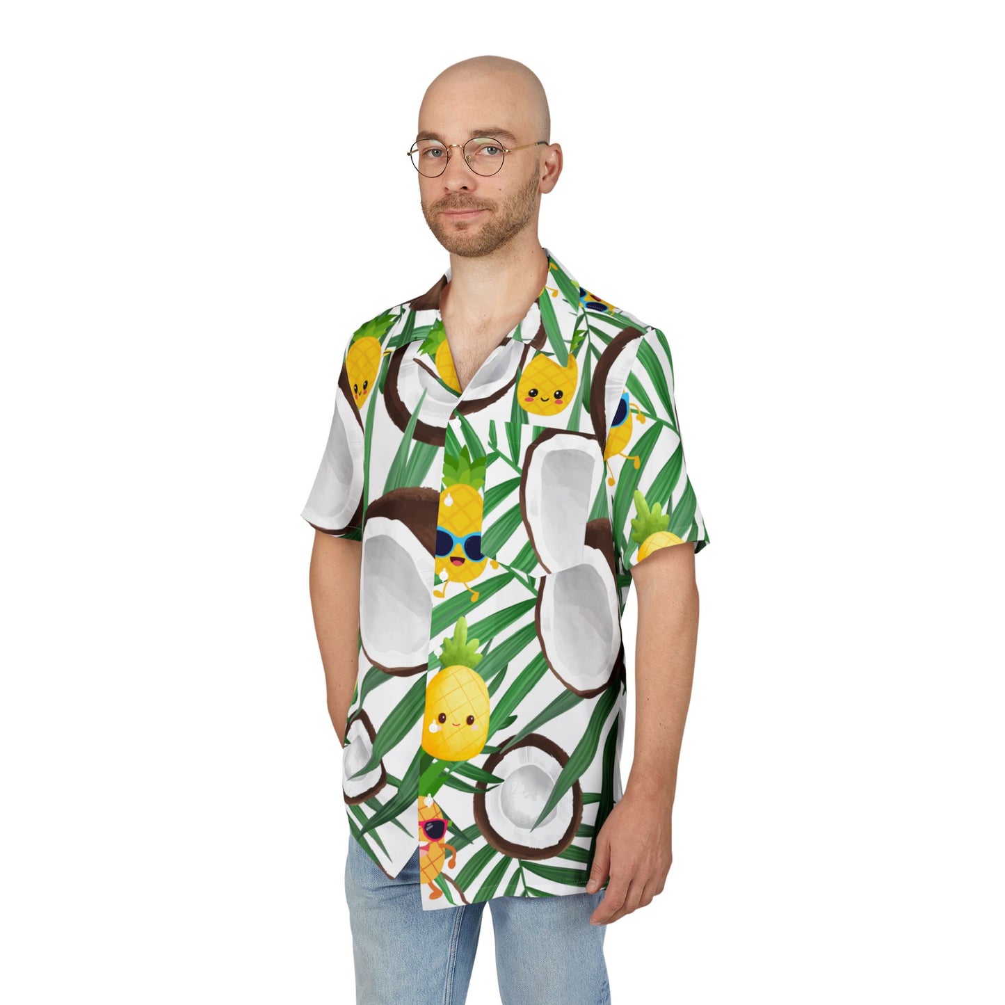 Pineapple Coconut Tropical Button-Down Shirt