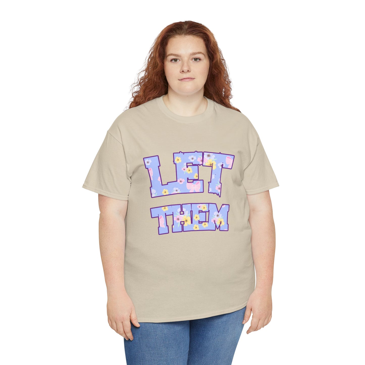 Let Them Flower Power Unisex Heavy Cotton Tee, Casual Tee, Statement Shirt, Graphic Tee, Gift for Friends, Positive Vibes Tee
