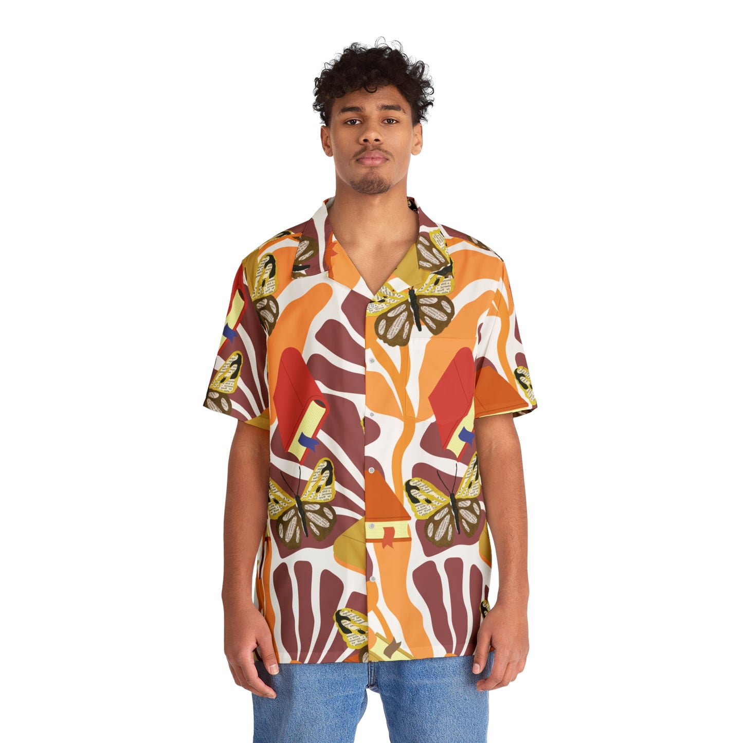 Hawaiian Shirt Books and Butterflys Tropical Book Lover Men's