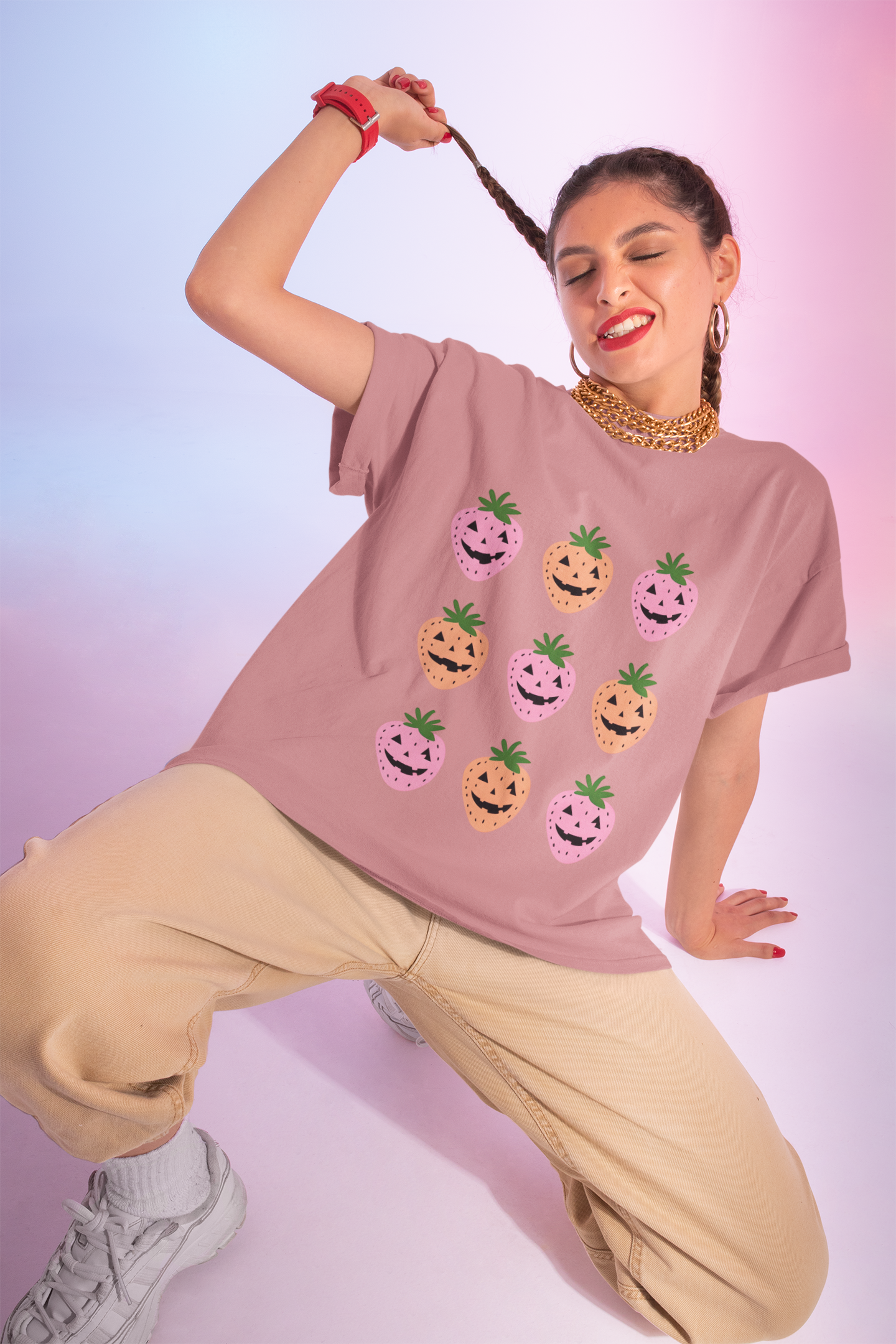 Summerween Strawberries Unisex Tee - Jack O'Lantern Design
