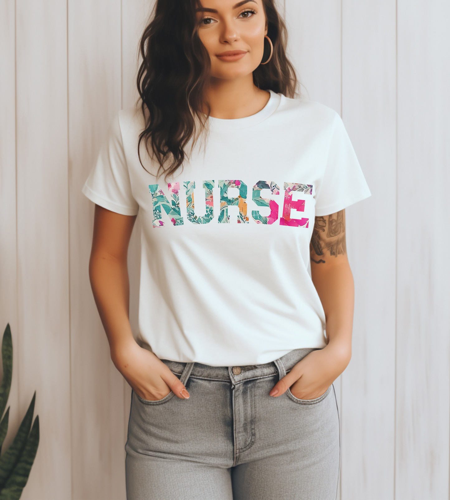 Nurse Floral Tee - Short Sleeve