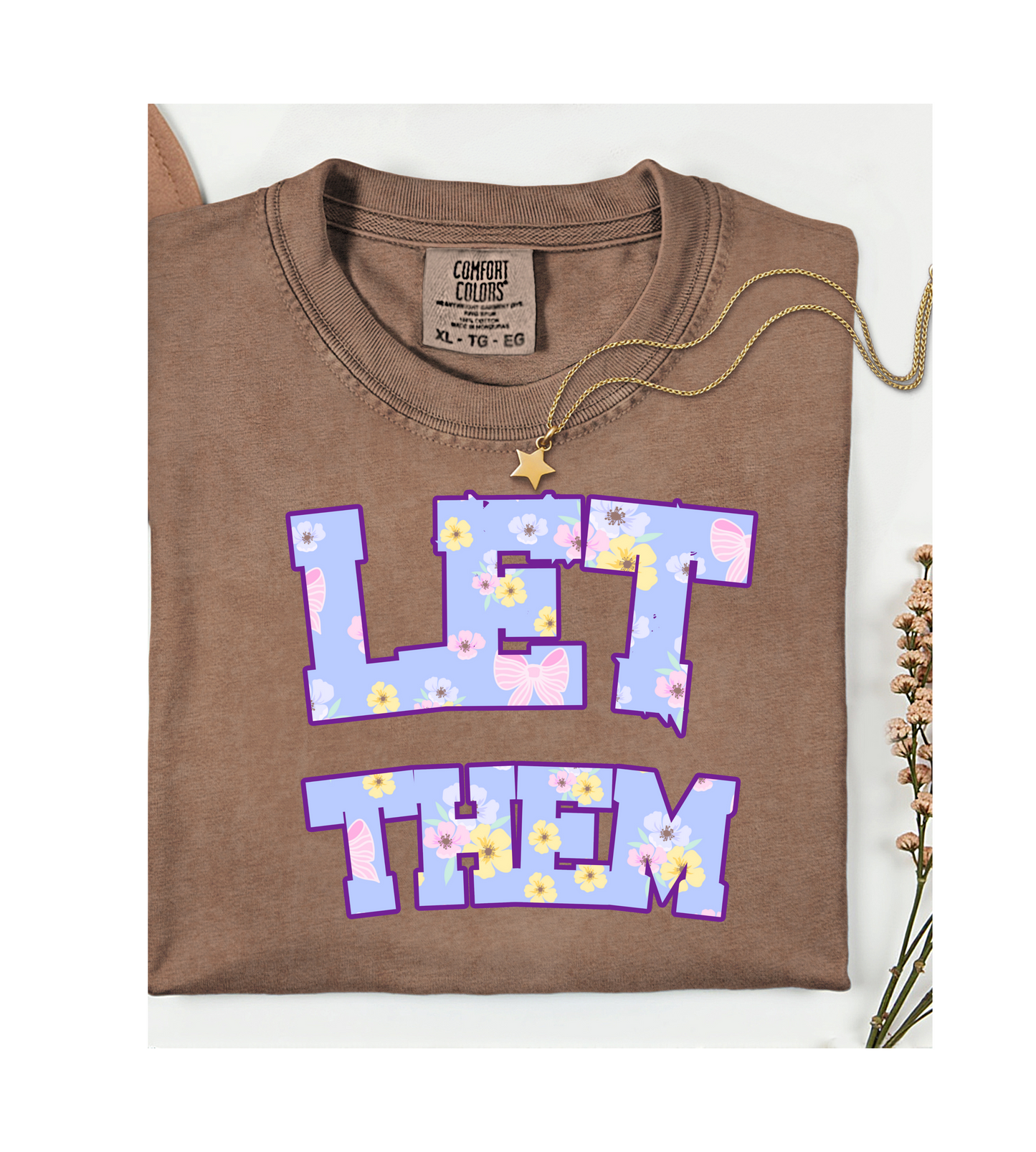 Let Them Flower Power Unisex Heavy Cotton Tee, Casual Tee, Statement Shirt, Graphic Tee, Gift for Friends, Positive Vibes Tee