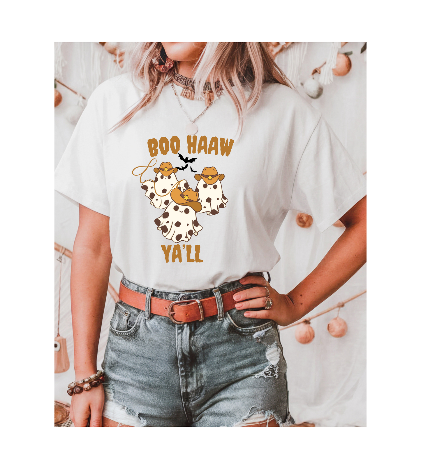 Halloween Unisex T-shirt with Cute Ghost Design