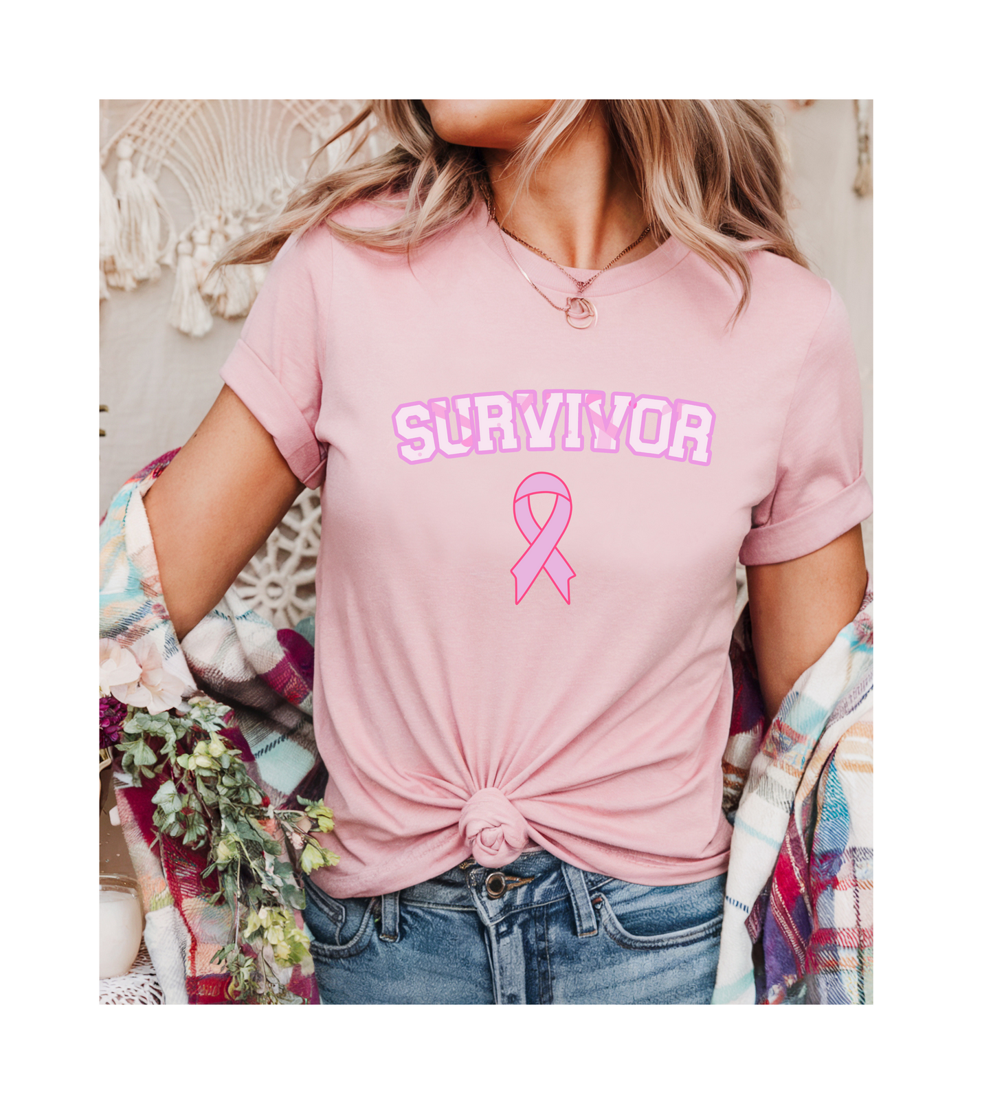 Survivor T-Shirt, Garment-Dyed Unisex Tee for Awareness, Cancer Support, Pink Ribbon Apparel, Gift for Survivors, Inspirational Shirt