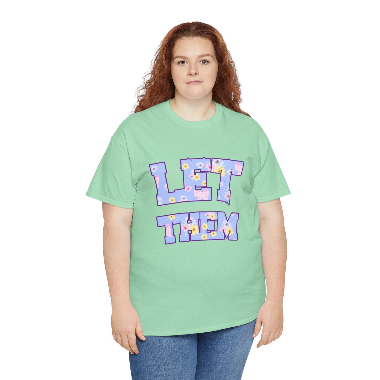 Let Them Flower Power Unisex Heavy Cotton Tee, Casual Tee, Statement Shirt, Graphic Tee, Gift for Friends, Positive Vibes Tee