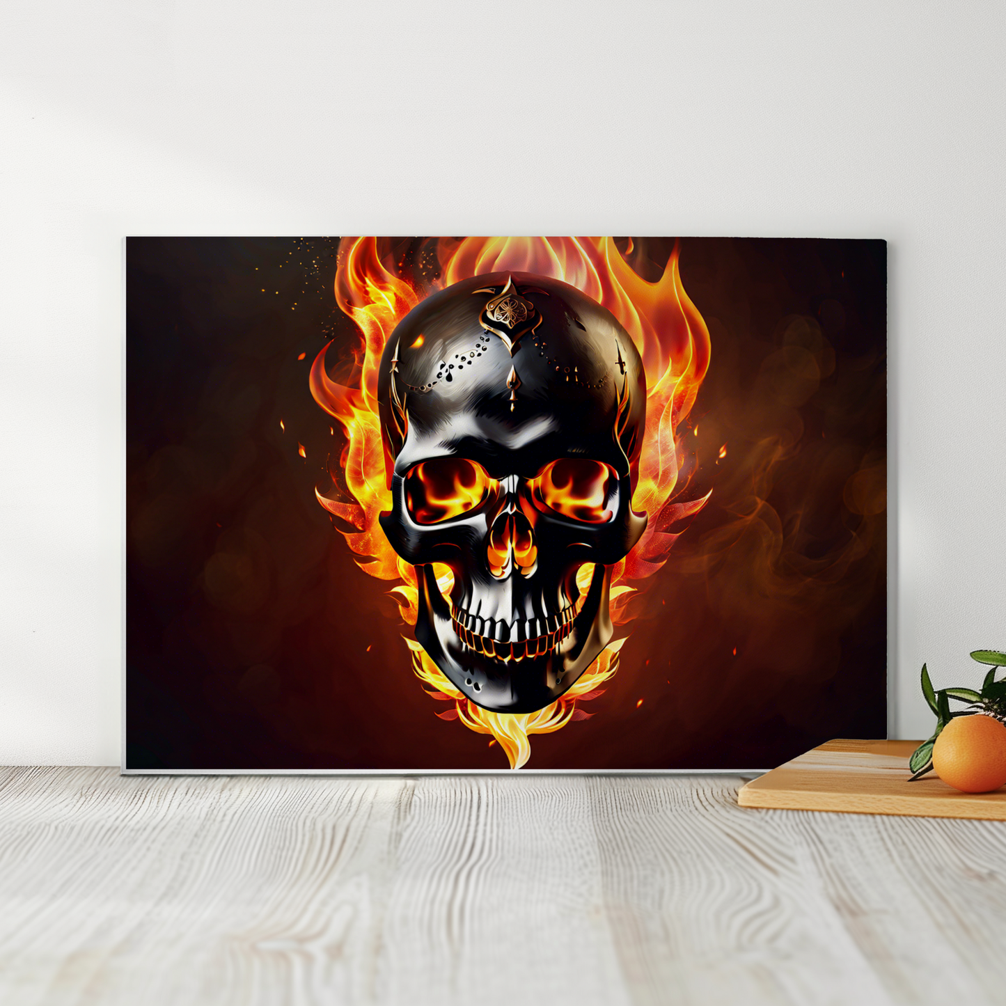 Flaming Skull Cutting Board
