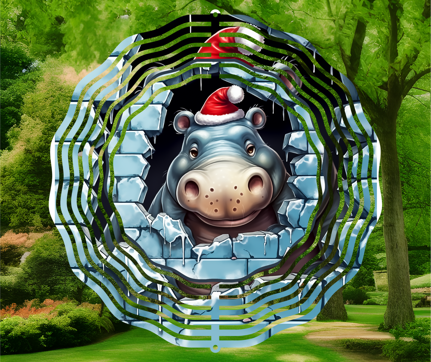 Hippo Christmas Windspinner