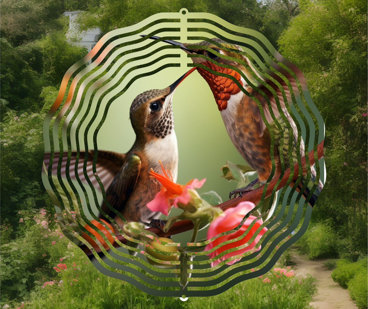 Mom And Baby Humming Bird Wind Spinner