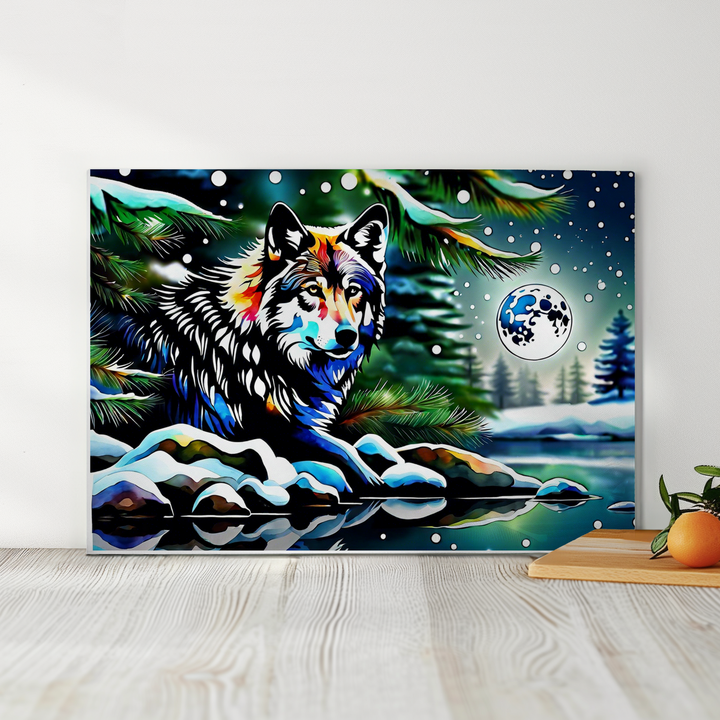 Wolf and Moon Cutting Board