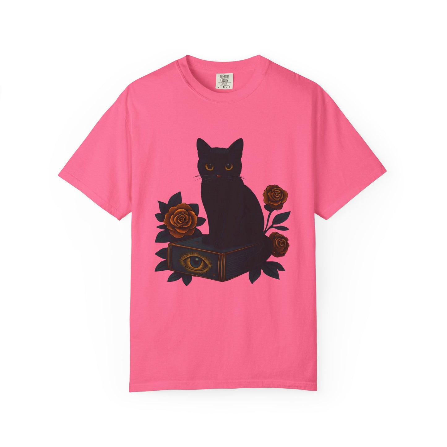 Black Cat & Roses T-Shirt, Unisex Graphic Tee, Cute Cat Lover Gift, Witchy Apparel, Spooky Fall Fashion