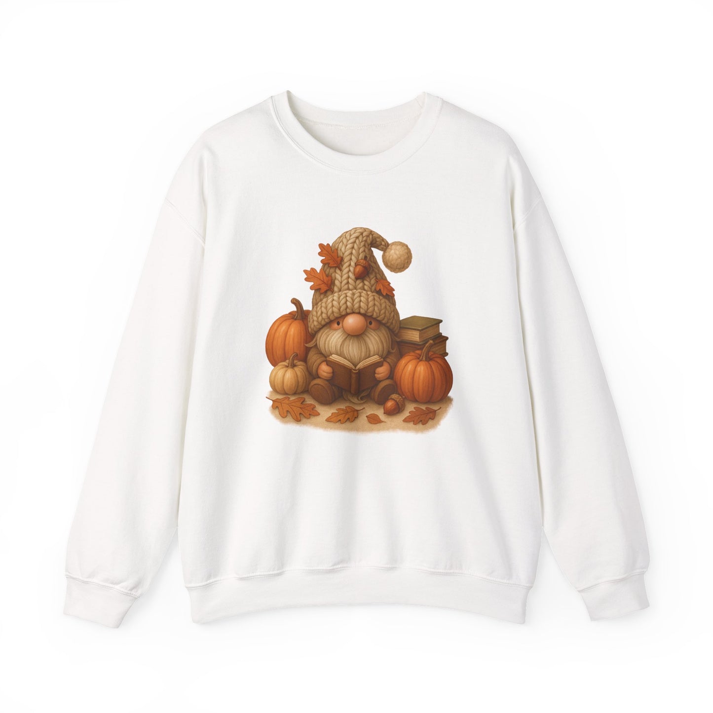Cozy Fall Gnome Sweatshirt with Pumpkins, Autumn Apparel
