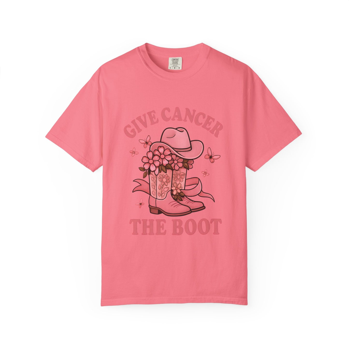 Cancer Awareness T-shirt, Give Cancer the Boot Tee, Unisex Garment-Dyed Shirt, Support Cancer Fighters, Gift for Survivors