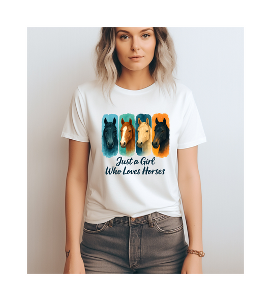 Just a Girl Who Loves Horses Tee | Unisex Jersey Short Sleeve T-Shirt, Gift for Horse Lovers