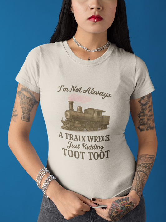 Playful Train Wreck Tee, Humorous Unisex T-Shirt, Fun Gift for Train Lovers, , Casual Wear