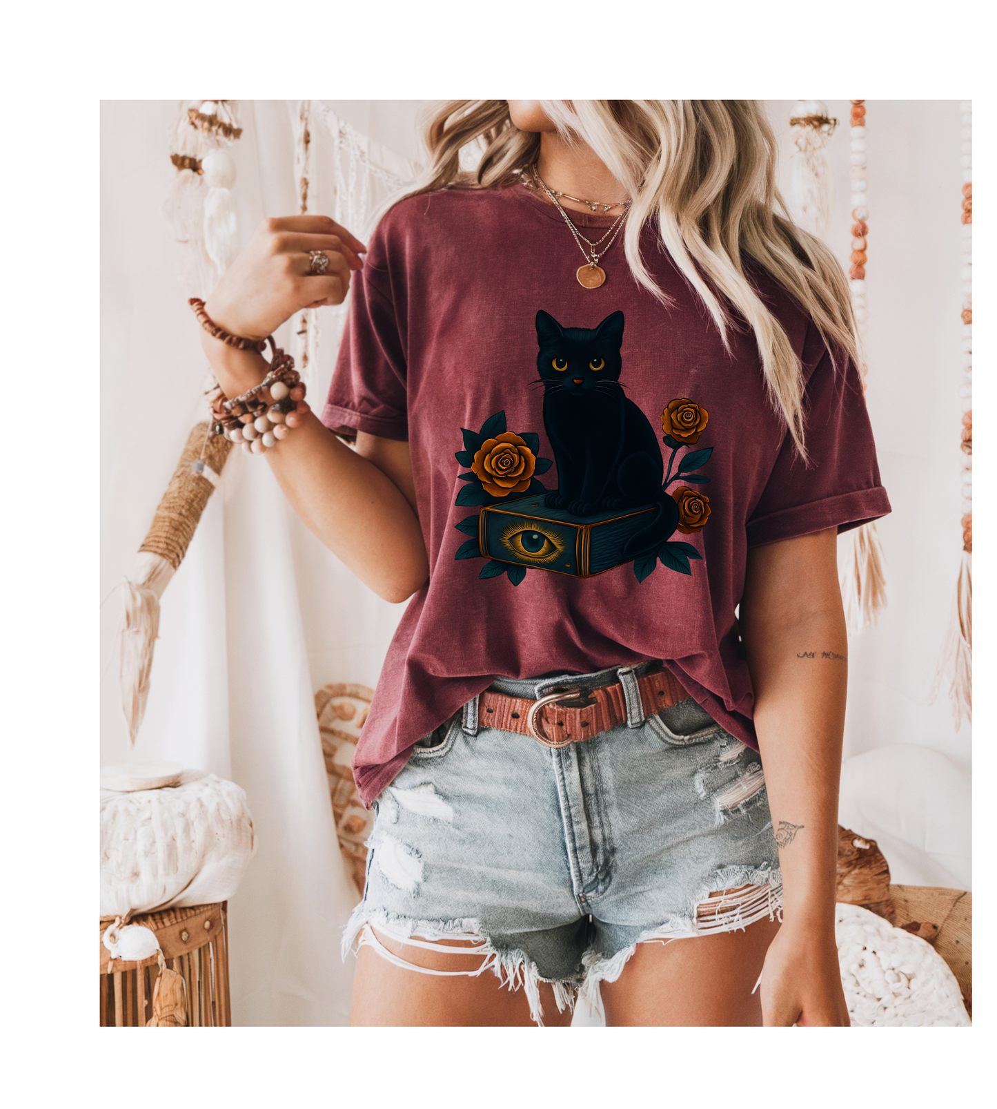 Black Cat & Roses T-Shirt, Unisex Graphic Tee, Cute Cat Lover Gift, Witchy Apparel, Spooky Fall Fashion
