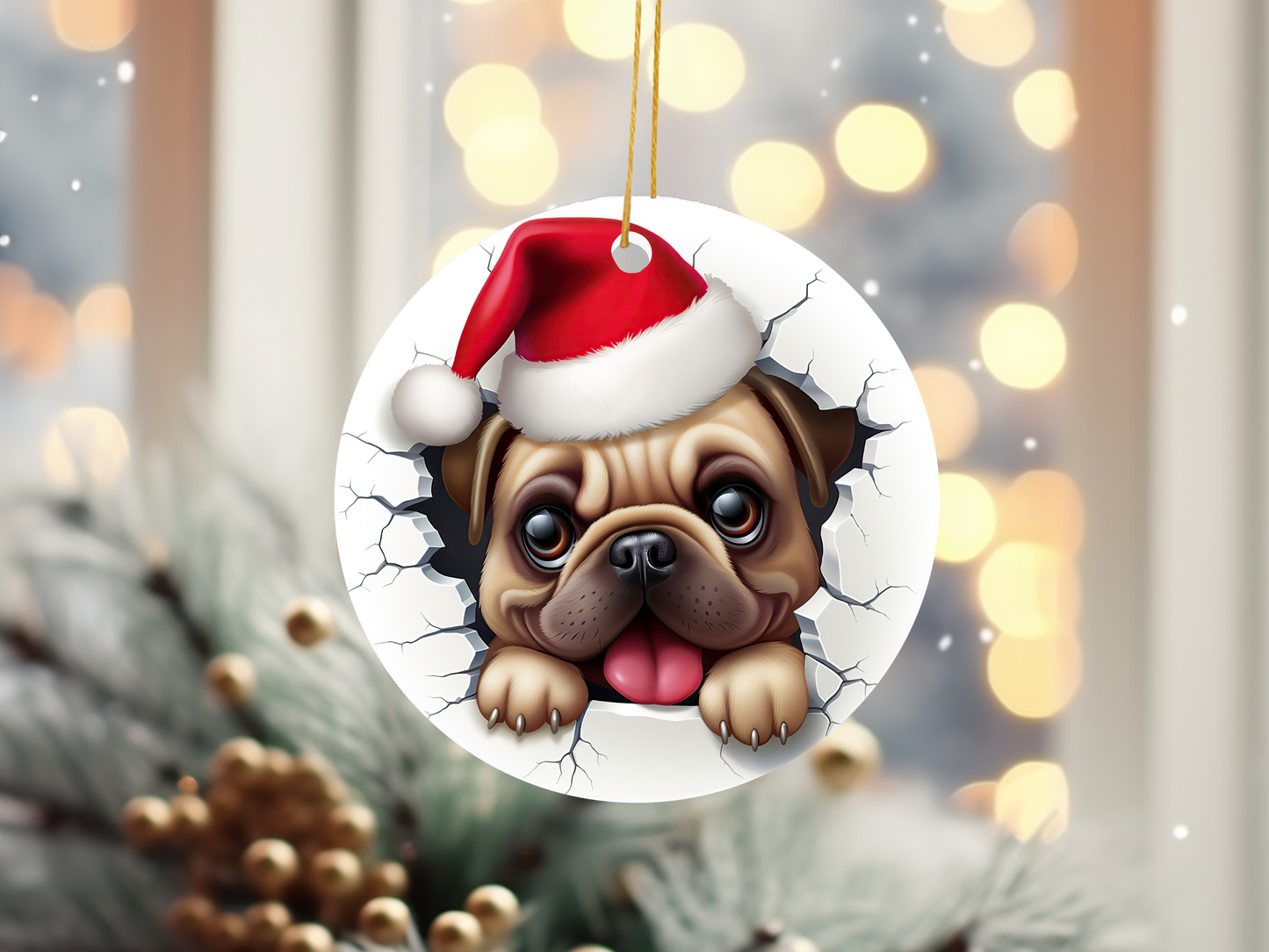 3D Pug Ornament