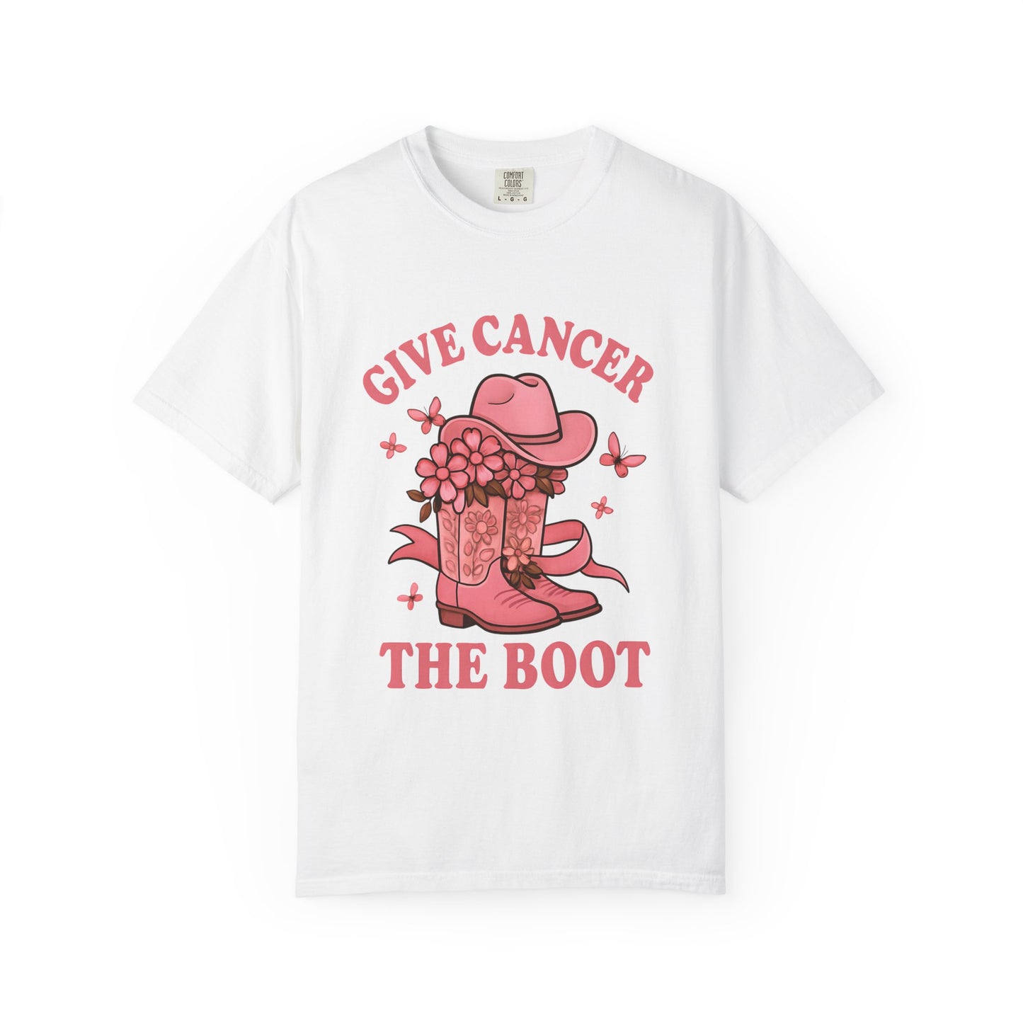 Cancer Awareness T-shirt, Give Cancer the Boot Tee, Unisex Garment-Dyed Shirt, Support Cancer Fighters, Gift for Survivors