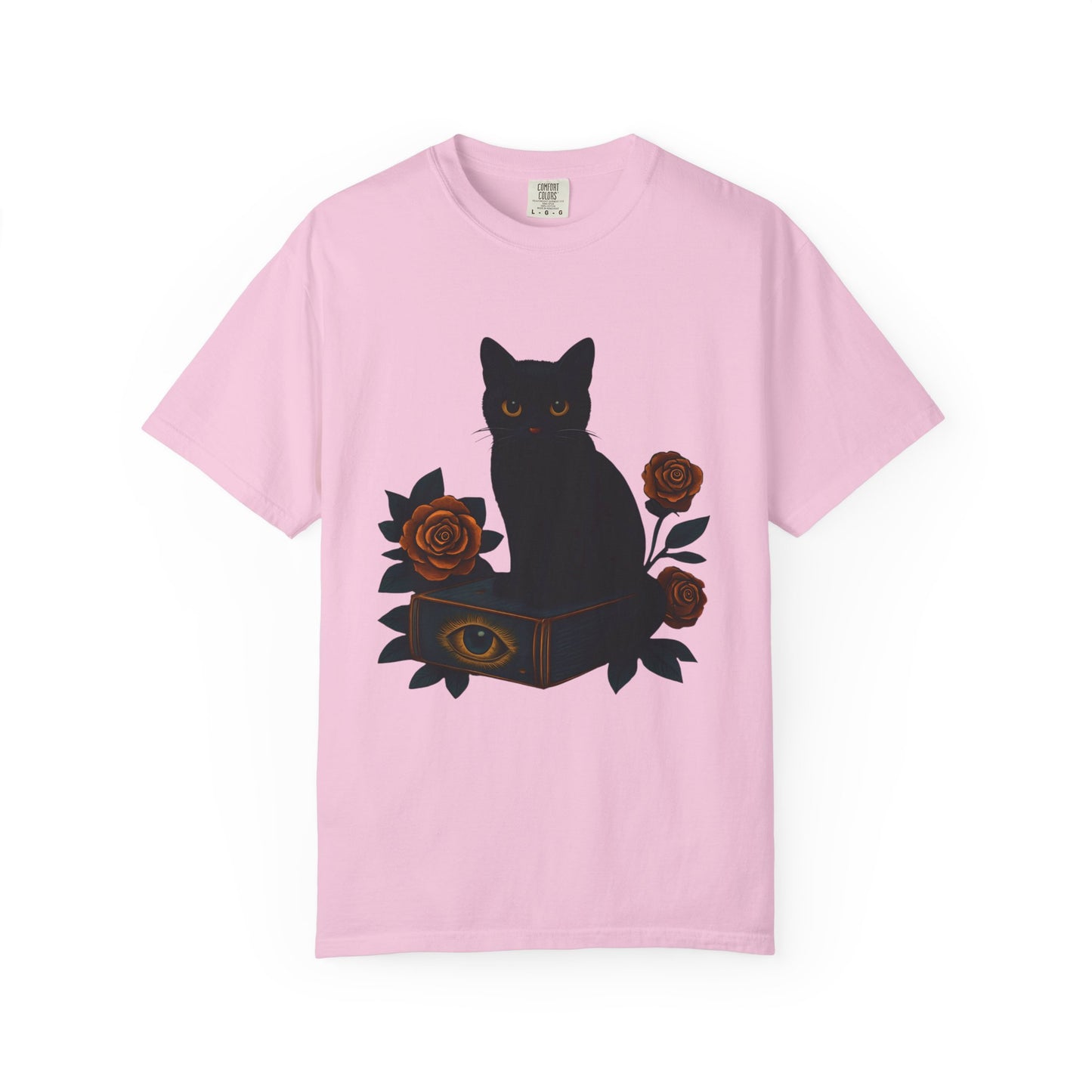 Black Cat & Roses T-Shirt, Unisex Graphic Tee, Cute Cat Lover Gift, Witchy Apparel, Spooky Fall Fashion