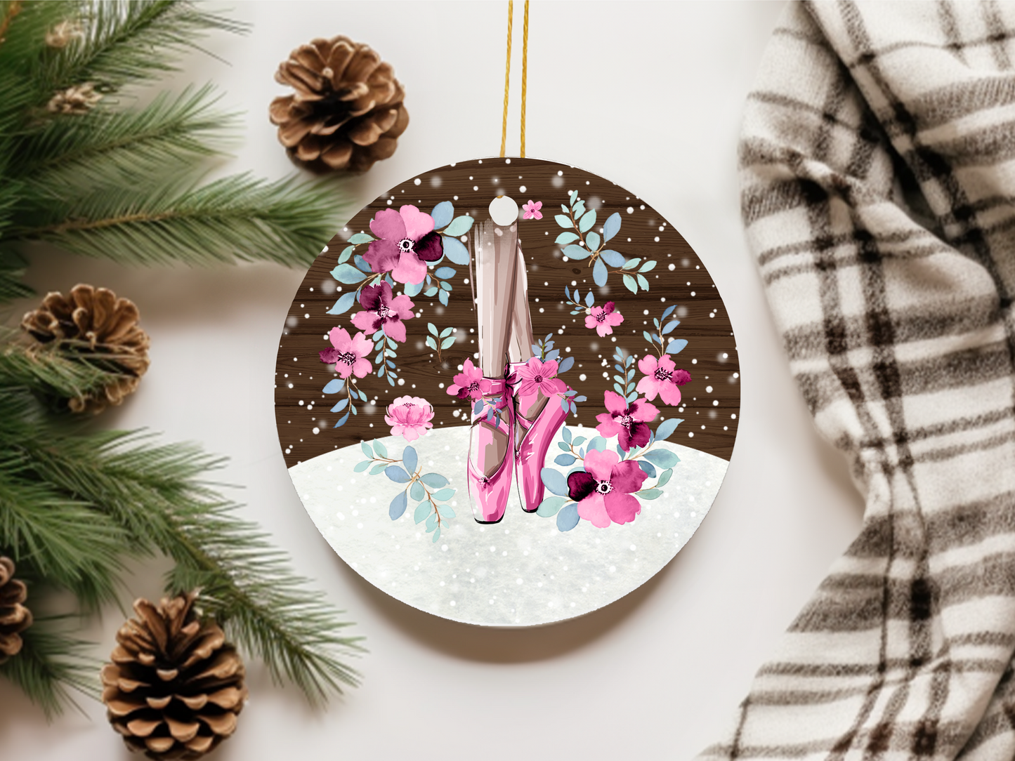 Ballet Slipper Ornament  ( Can Be Personalized With A Name)