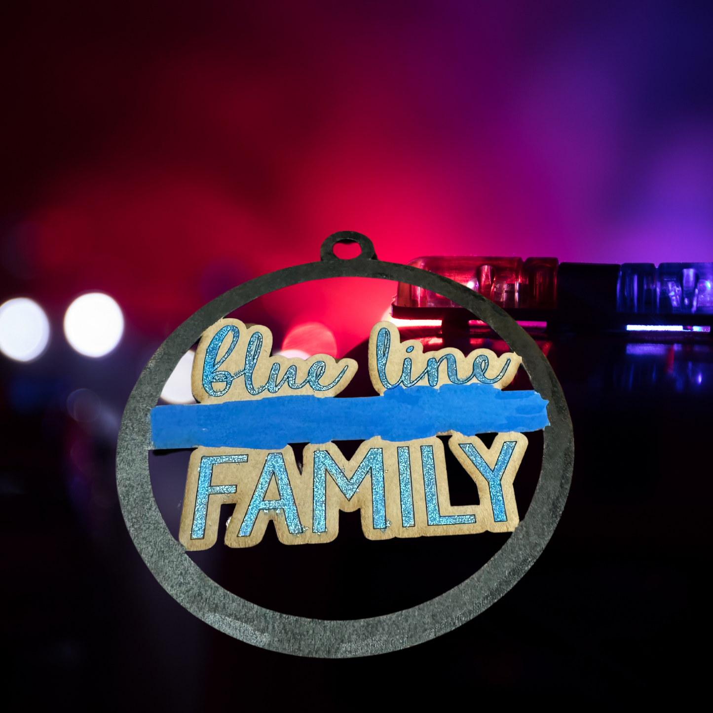 Blue Line Family Rear View Mirror Charm