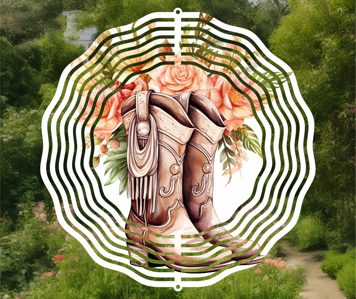 Boho Cowboy Boots Wind Spinner