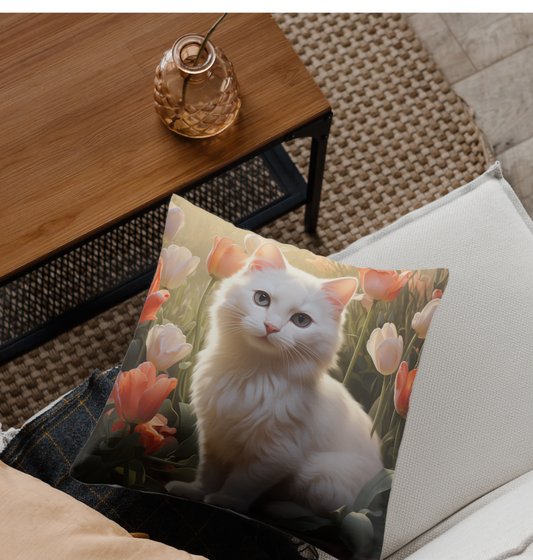 White Cat Pillowcase