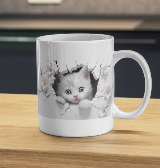 Cute White Cat Mug