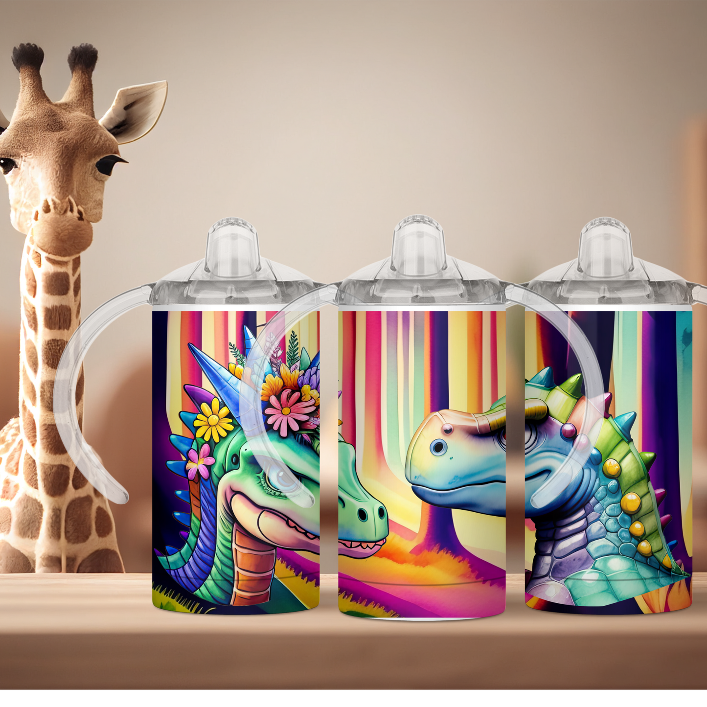 Rainbow Dino Sippy Cup/Tumbler