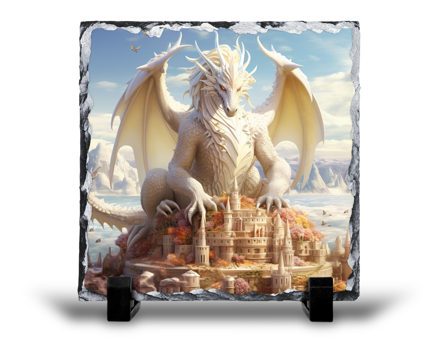 Ivory Dragon Sitting On Tower