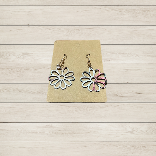 Faux Lether Flower  Earrings