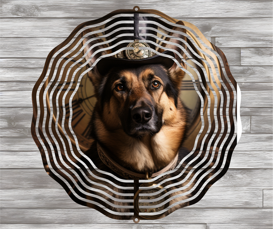 Steampunk German Shepherd Windspinner