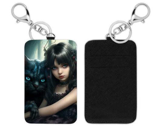 Gothic Girl and Cat Card Holder