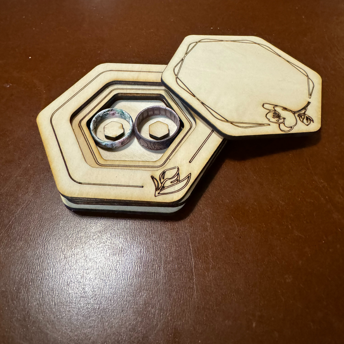 Hexagon Wedding Ring Box