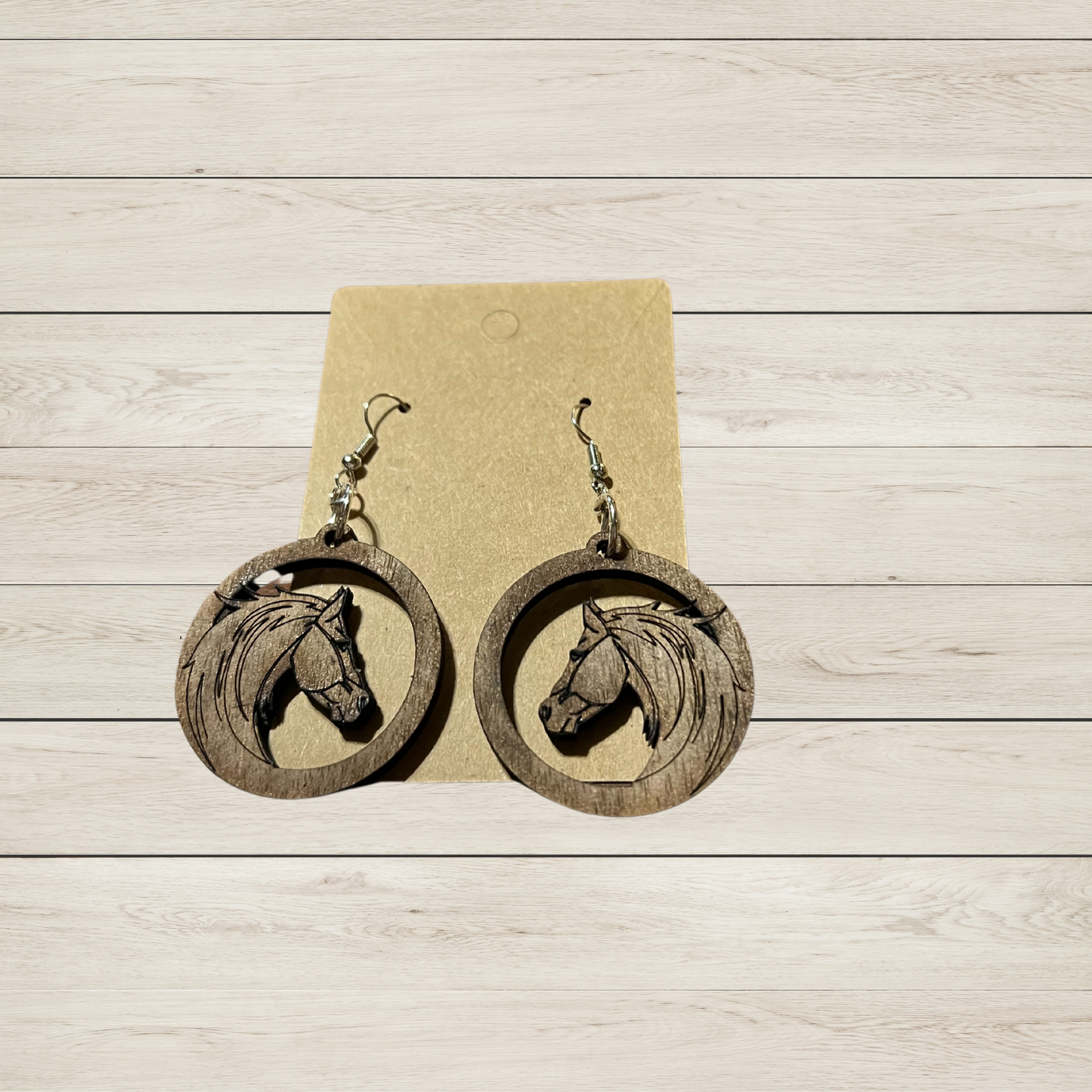 Wood Horse Earrings