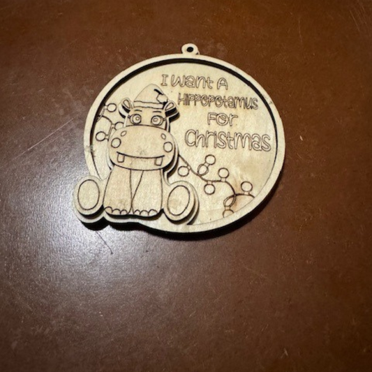 I Want A Hippopotamus For Christmas Ornament