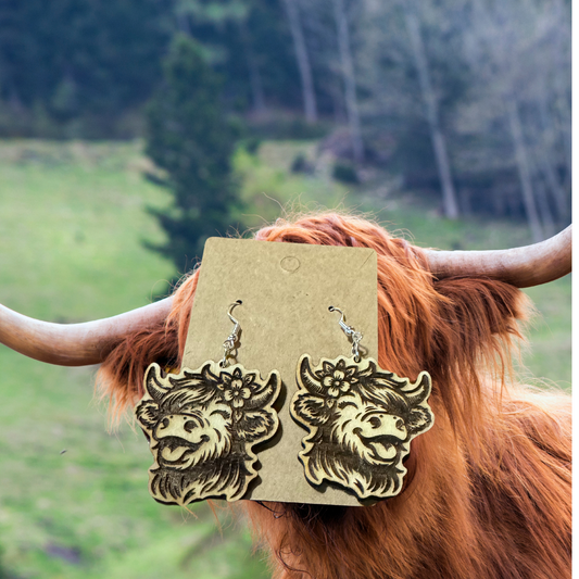 Laughing Highland Cow Earrings