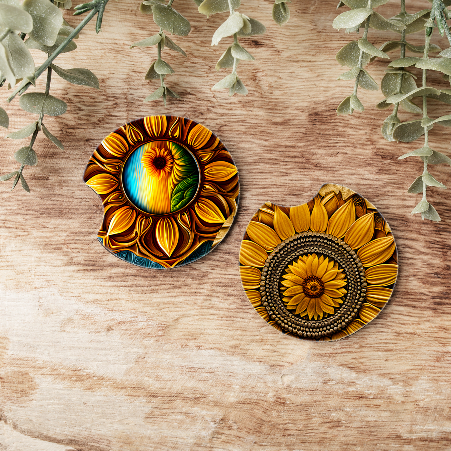 Sunflower Car Coasters