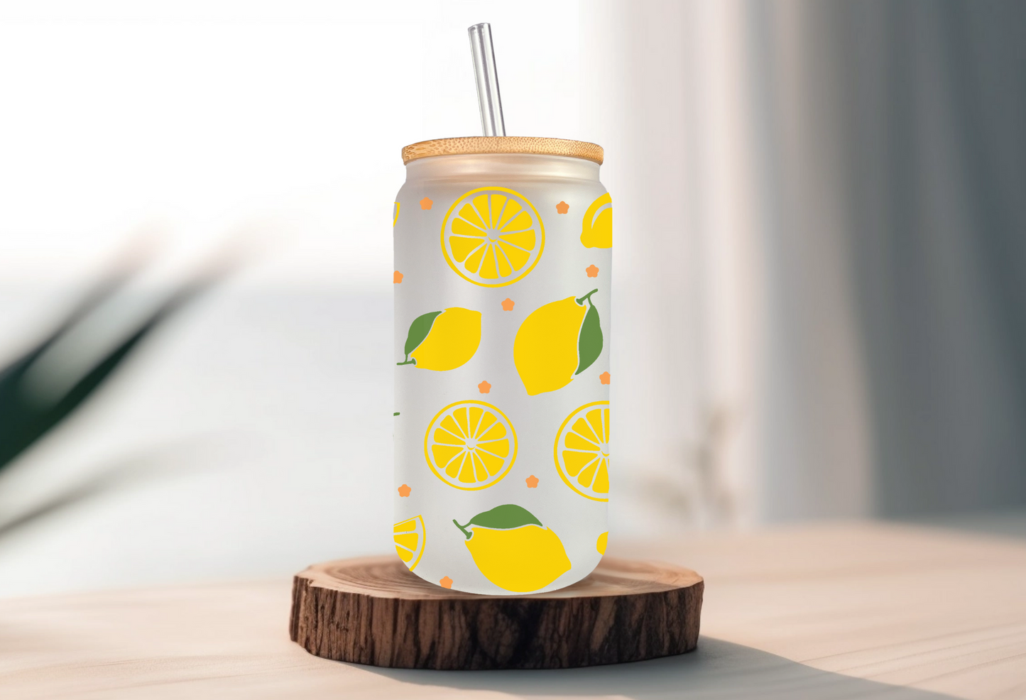 Lemon Frosted Glass Can