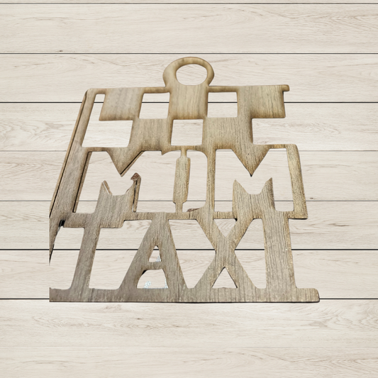 Mom Taxi Wood Car Charm