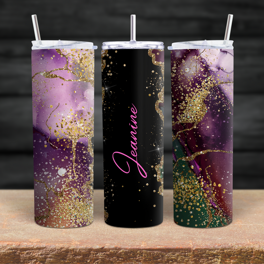 Purple and Gold Custom Name Tumbler