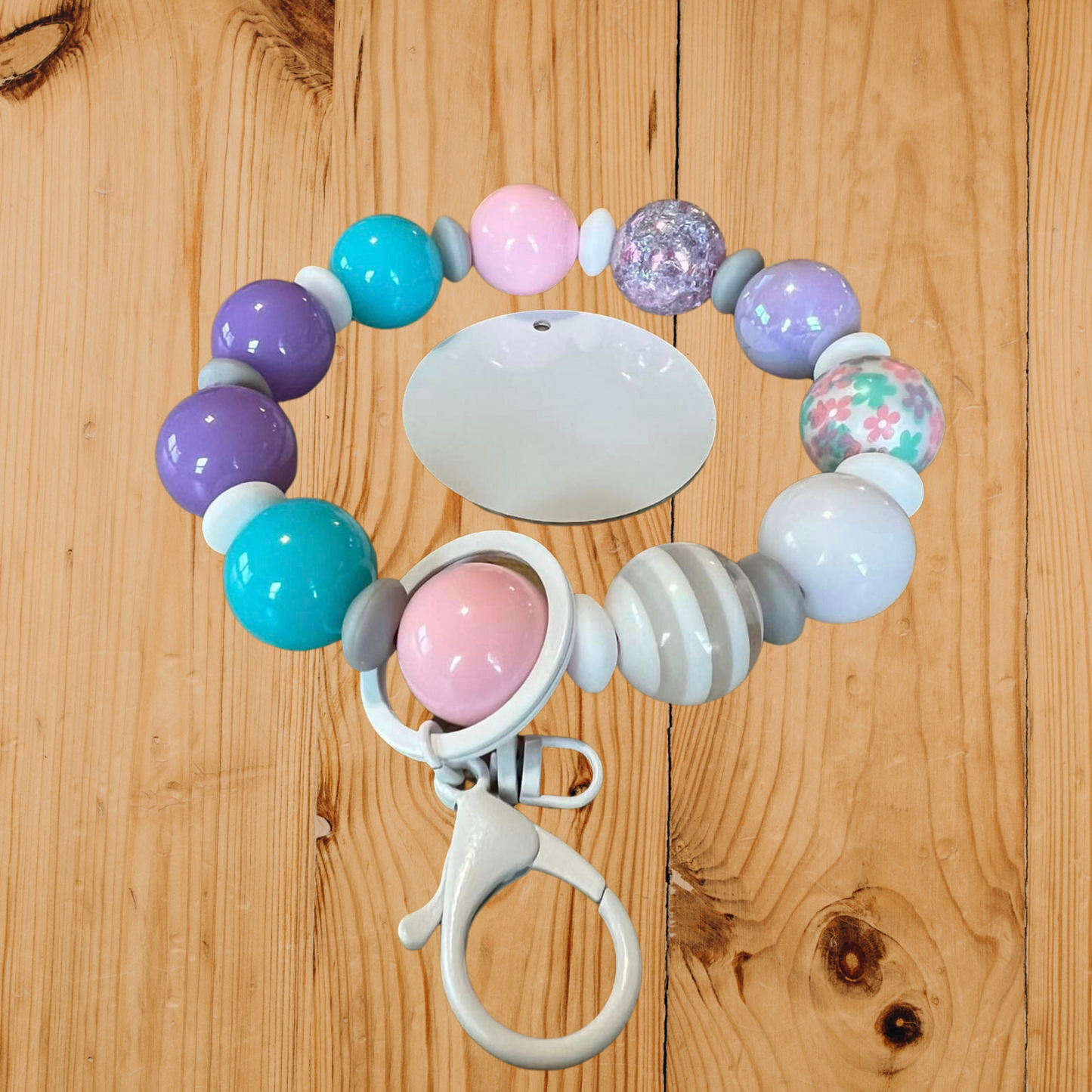 Pastel Floral Wristlet Keychain