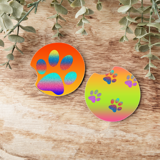 Paw Print Car Coasters