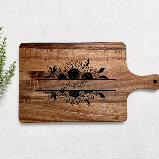 Personalized Split Sunflower Cutting Board