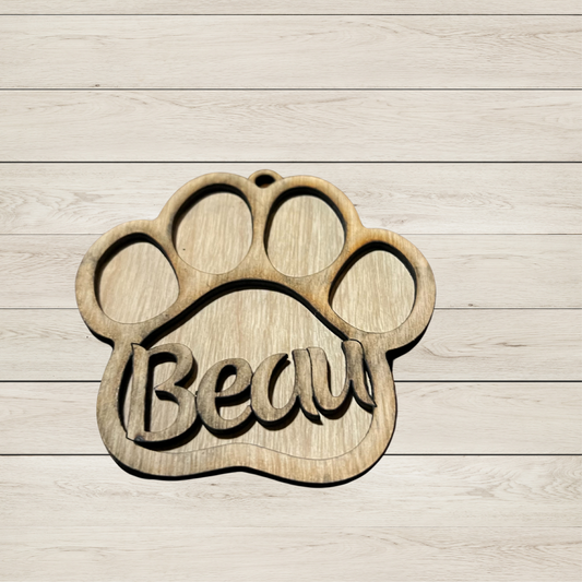 Personalized Pet Paw With Name Ornament