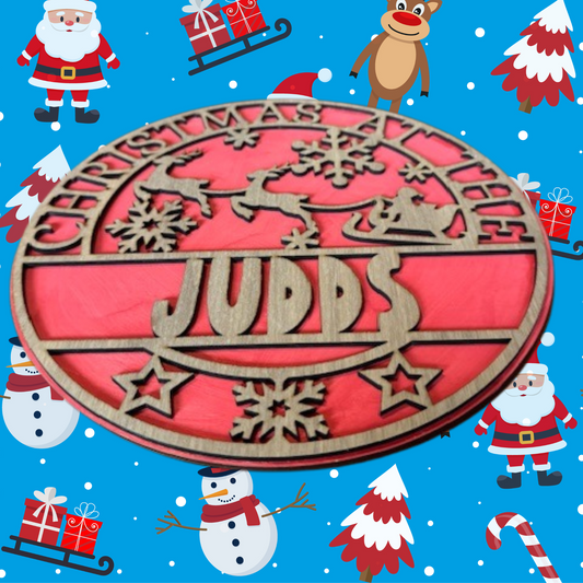 Santa Sleigh Personalized Christmas Sign