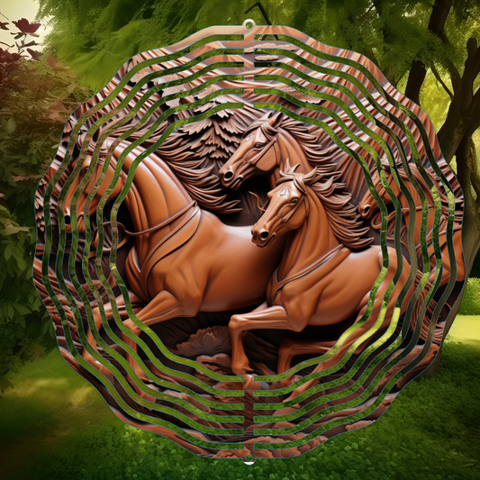 Leather Looking Horse Wind Spinner